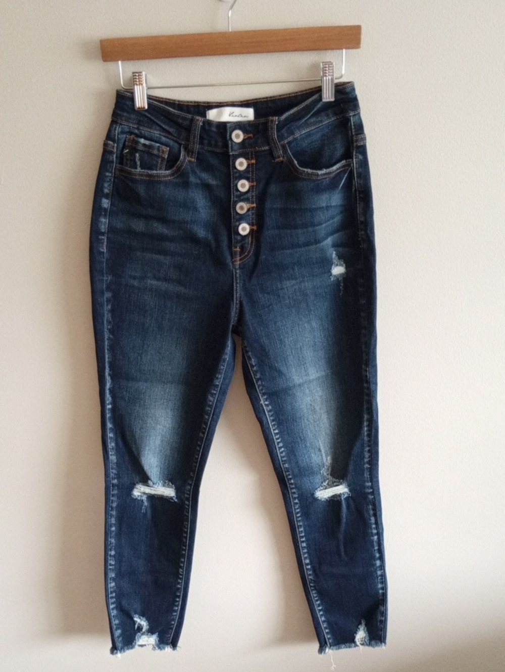 KanCan Karlee High Rise Button-Fly Distressed Ankle Jeans Size 26